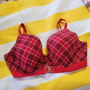 Victoria's Secret Vibrant Red Checkered Bra